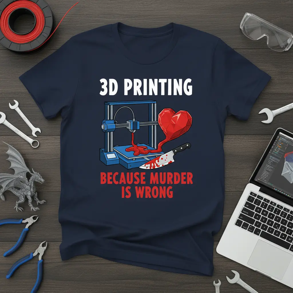 3d Printing Because Murder Is Wrong T-Shirt Funny Maker Gift