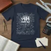 Navy t-shirt with white text √484 Years Old surrounded by complex mathematical formulas and graphs
