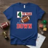 4th Year Down football t-shirt design with bold text and a flying football graphic