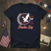 4th of July Freedom Day t-shirt with an eagle and patriotic stars and stripes design