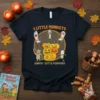 5 Little Monkeys Jumpin' Outta Pumpkins Halloween t-shirt design with cartoon monkeys and pumpkins
