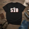 518 Raised Fist unique graphic design printed on comfortable cotton t-shirt