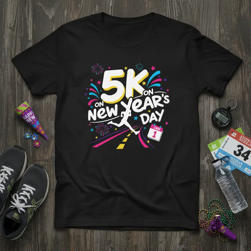 5k on New Year’s Day Runner T-Shirt Fun Race Gift
