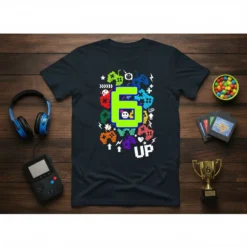 6 UP gamer birthday bold graphic design printed on comfortable cotton t-shirt