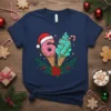 Christmas birthday t-shirt design featuring the numbers 6 and 7 with a Santa hat, donut, and ice cream cone, surrounded