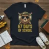 67 Days of School t-shirt design featuring a cool bear wearing sunglasses and a camouflage hat, holding pencils
