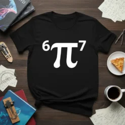 Black t-shirt with white 6π7 mathematical equation design, ideal for math lovers and science students