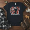 67 Year of the Buffalo t-shirt with plaid numbers and text, featuring a buffalo graphic