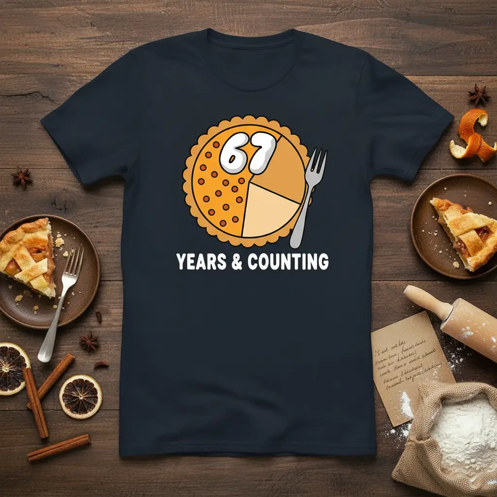 67 Years & Counting Birthday Pie T-Shirt Funny 67th Gift