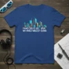 T-shirt with cityscape graphic and code '7440 C8512 85 85A M14902 M6237 G490' in white text