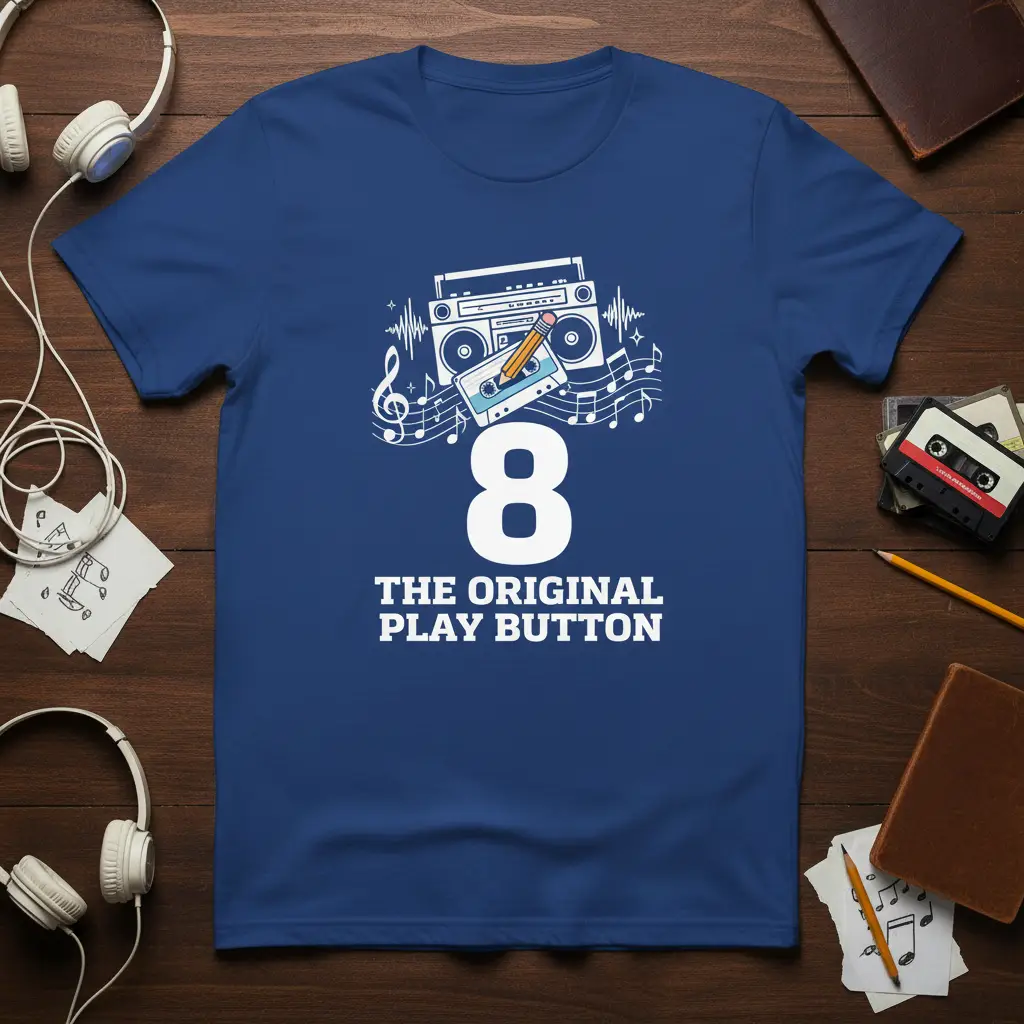 8 the Original Play Button Birthday T-Shirt Retro Music Gift