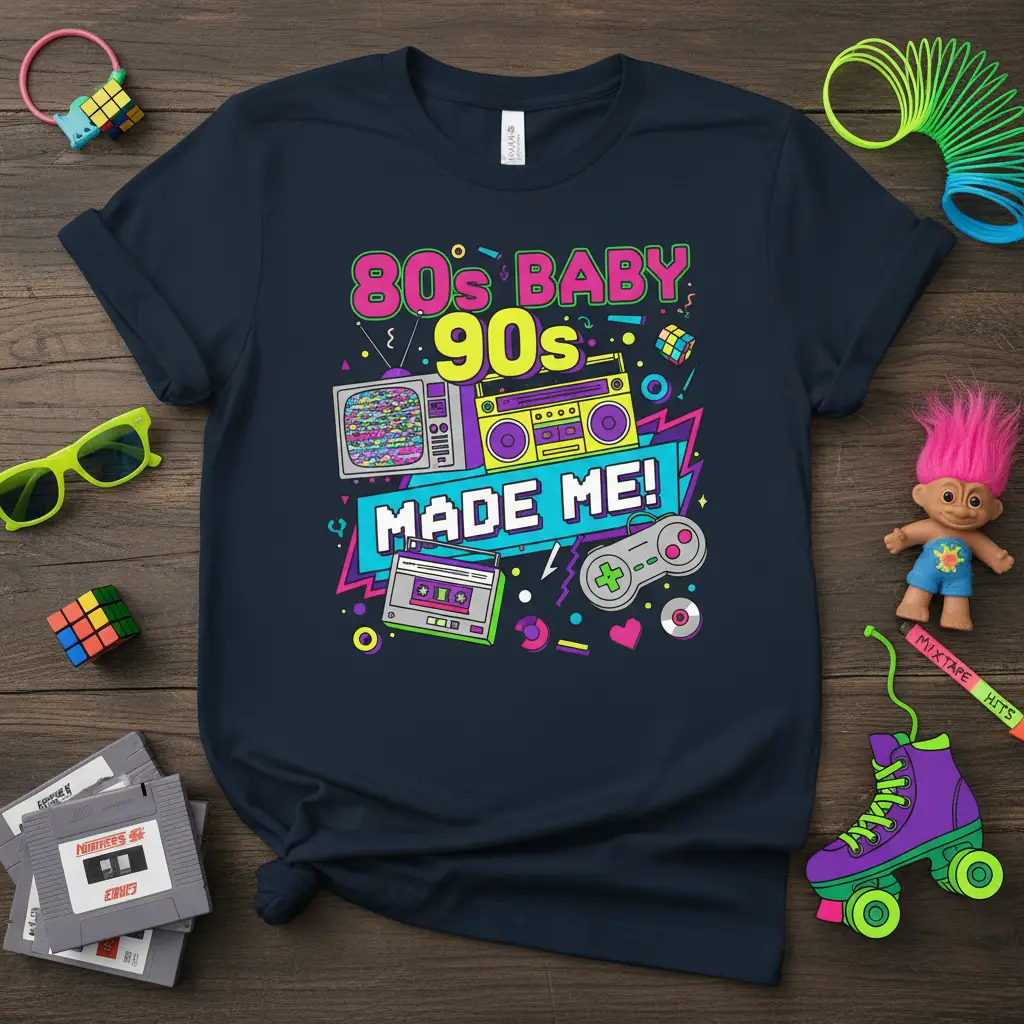 80s Baby 90s Made Me! Retro Nostalgia T-Shirt Gift