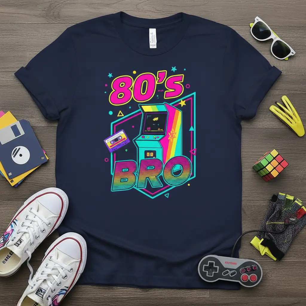 80’s Bro Retro Arcade T-Shirt Vintage Gamer Gift
