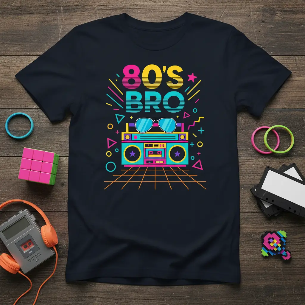 80’s Bro Retro Boombox T-Shirt 80s Party Gift