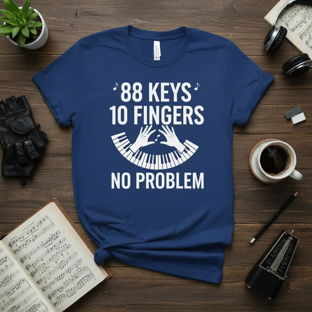 88 Keys 10 Fingers No Problem Piano T-Shirt