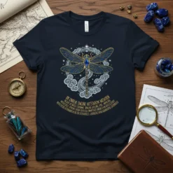 8K UNREAL ENGINE ARTSTATION METAIEN dragonfly t-shirt design with detailed wings and celestial elements