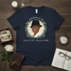 Memorial t-shirt with "A Celebration of Life" text, portrait, and dates October 15 1946 December 30 2022