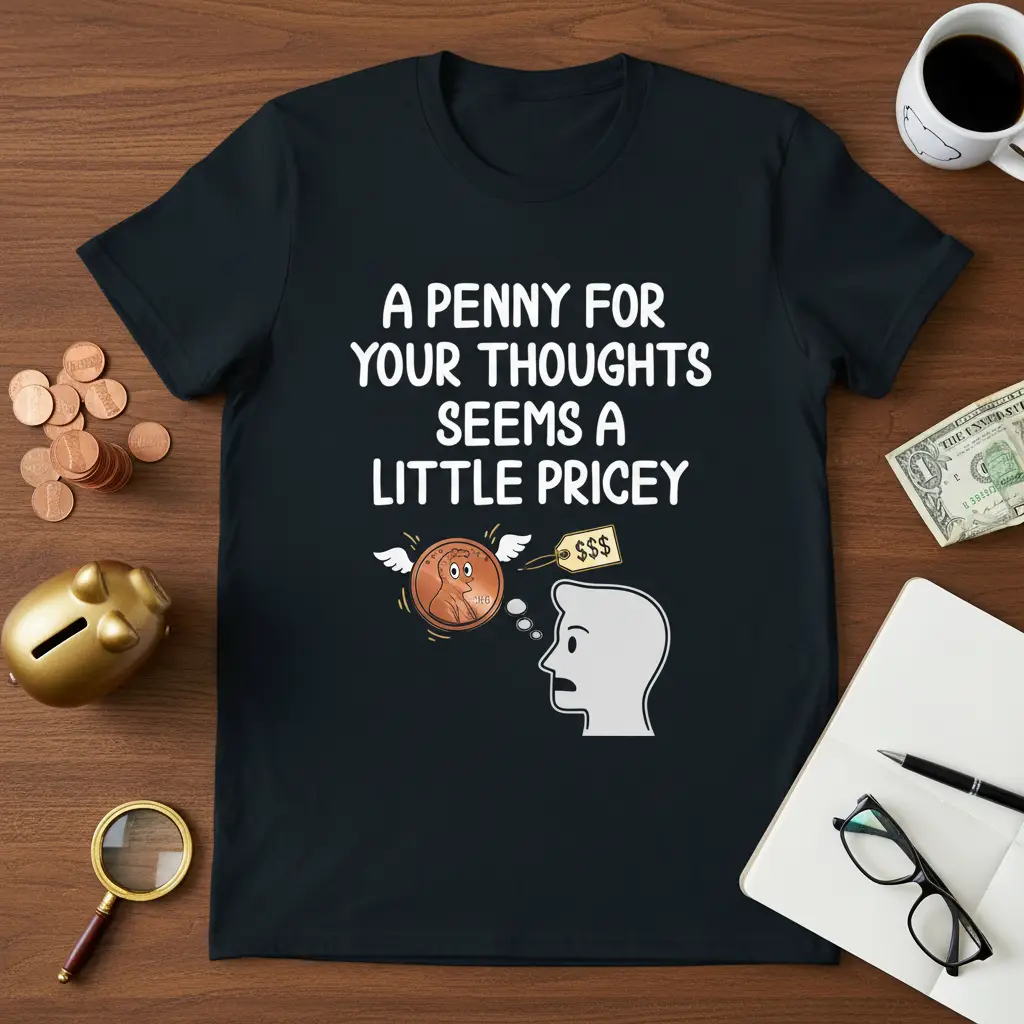 A Penny for Your Thoughts T-Shirt Funny Witty Quote