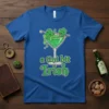 Blue t-shirt with "a tini bit Irish" text above a martini glass filled with green liquid and shamrocks
