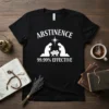 Abstinence 99.99% Effective t-shirt with a white nativity scene graphic and text