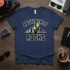 Abstinence Rocks t-shirt with mountains, lightning bolt, and rock hand symbol
