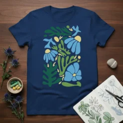 Abstract Floral Bird Pattern unique graphic design printed on comfortable cotton t-shirt