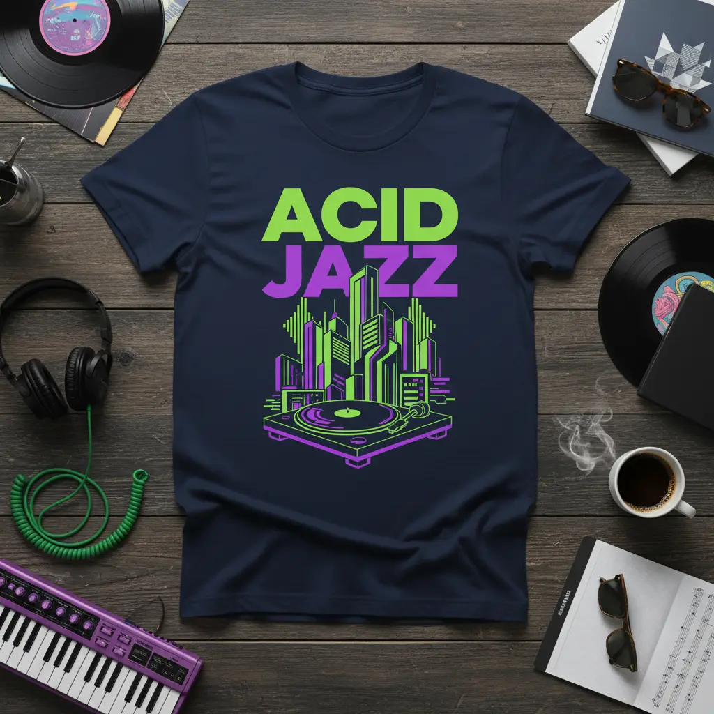 Acid Jazz Music T-Shirt Retro Vinyl Record Dj Gift