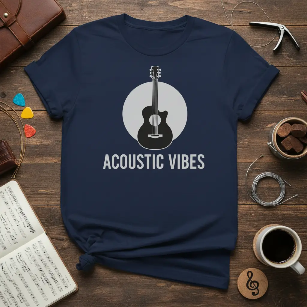 Acoustic Vibes Guitar T-Shirt Music Lover Gift