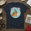 Adopt Love t-shirt design with a brown dog, orange tabby cat, and white terrier dog, plus two kittens