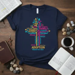 ADOPTION FAMILY Waited On text design featuring creative typography on quality t-shirt