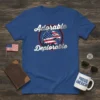 Adorable Deplorable T-Shirt with American flag eagle graphic and patriotic text