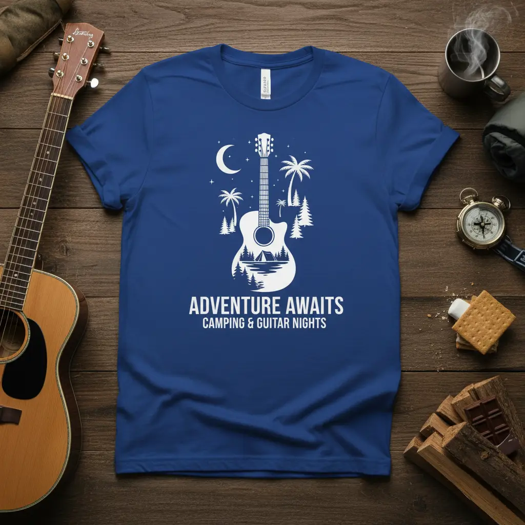 Adventure Awaits Camping & Guitar Nights T-Shirt