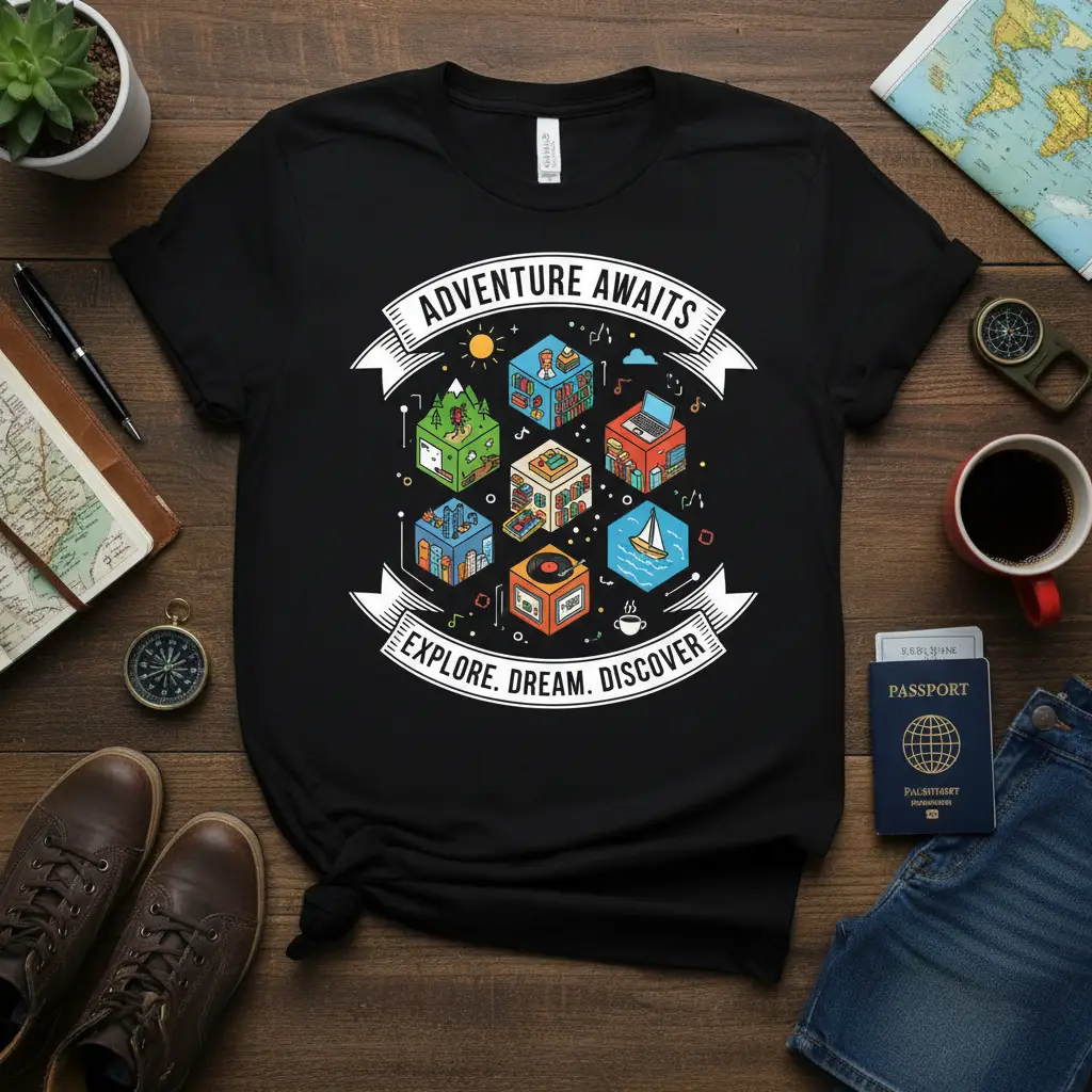 Adventure Awaits Explore Dream Discover T-Shirt for Travelers