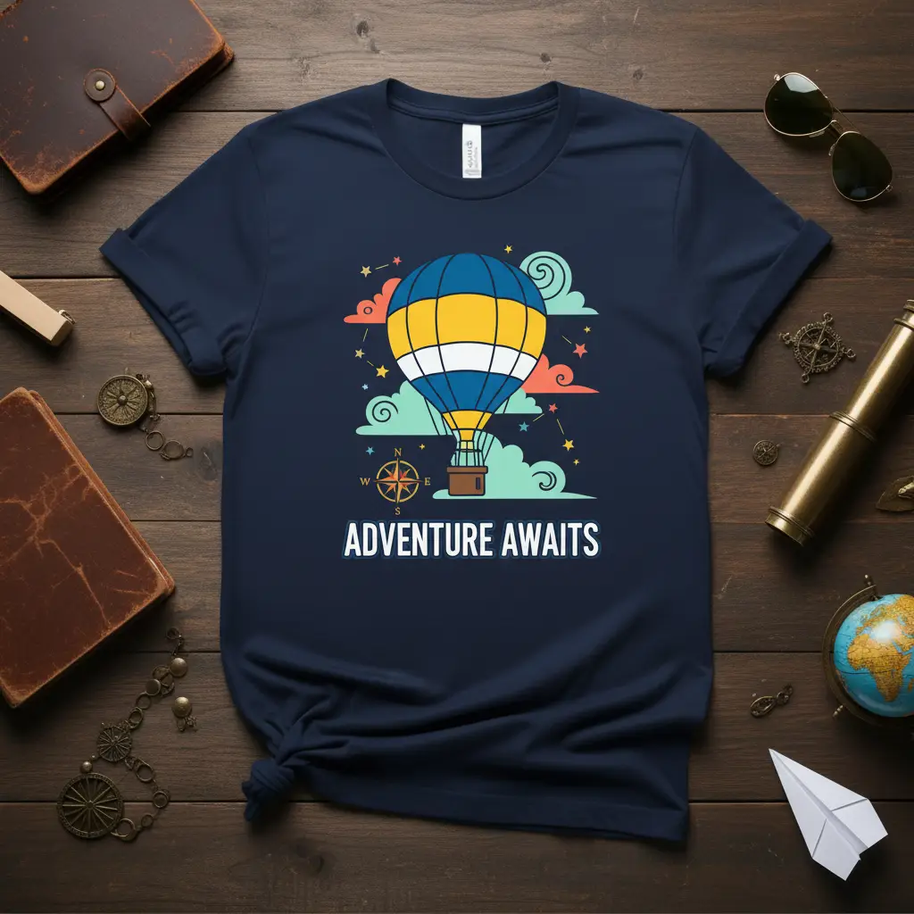 Adventure Awaits Hot Air Balloon T-Shirt Travel Lover Gift