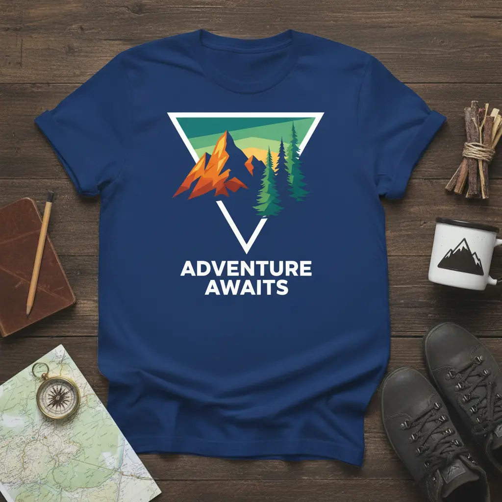 Adventure Awaits Mountain Graphic T-Shirt Outdoor Lover Gift