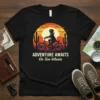 Adventure Awaits On Two Wheels t-shirt design with a dog cycling in a desert sunset