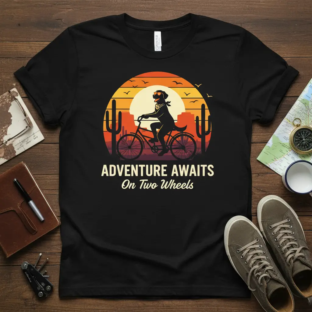 Adventure Awaits on Two Wheels Dog Cycling T-Shirt