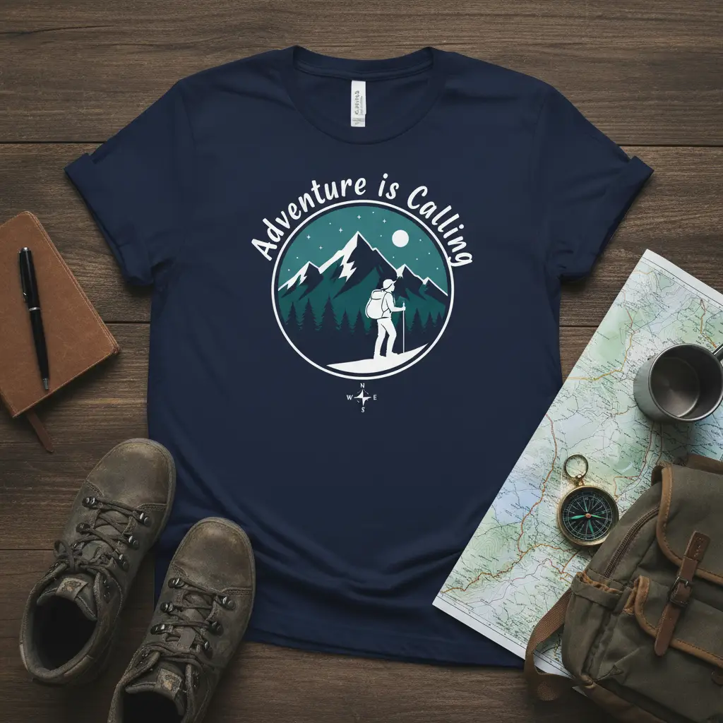 Adventure Is Calling Mountain Hiking T-Shirt Outdoors Gift