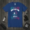 Aerialist I Don't Care About Gravity T-Shirt featuring a silhouette of an aerialist on silks, with bold colorful typography