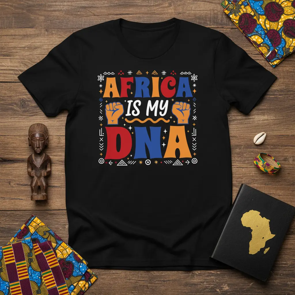 Africa Is My Dna T-Shirt Black Heritage Pride Gift