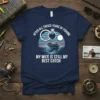 T-shirt design with text "After All These Years Of Fishing My Wife Is Still My Best Catch" and a graphic