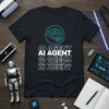 AI Agent T-Shirt with a stylized brain graphic and repeating AI Agent text in white and teal