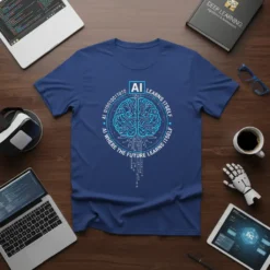 AI Learns Itself AI Where The Future Learns Itself t-shirt with circuit board brain and binary code graphic