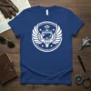 AIR Pilot Helmet Wings T-Shirt design with a vintage-style pilot helmet, protective goggles, and stylized wings. Includes the word "AIR"
