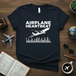 AIRPLANE HEARTBEAT text with a graphic of a flying airplane over a sound wave equalizer