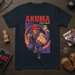 Akuma Street Fighter unique graphic design printed on comfortable cotton t-shirt