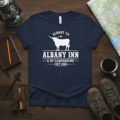 ALBANY INN & RV text design featuring unique typography on quality t-shirt