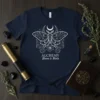 Alchemy Moon & Moth T-Shirt with white moth, crescent moon, and celestial stars graphic