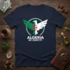 Algeria My Identity t-shirt with eagle logo and national flag colors, showing Algerian pride