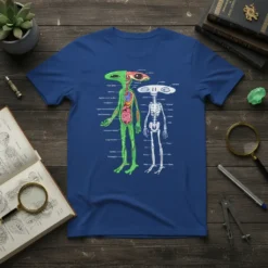 Alien Anatomy Diagram T-Shirt eye-catching graphic design printed on comfortable cotton t-shirt